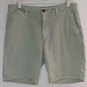 GOODFELLOW CO, SOFT WASHED GREEN CHINO STYLE 8" STRETCH COTTON CANVAS SHORTS